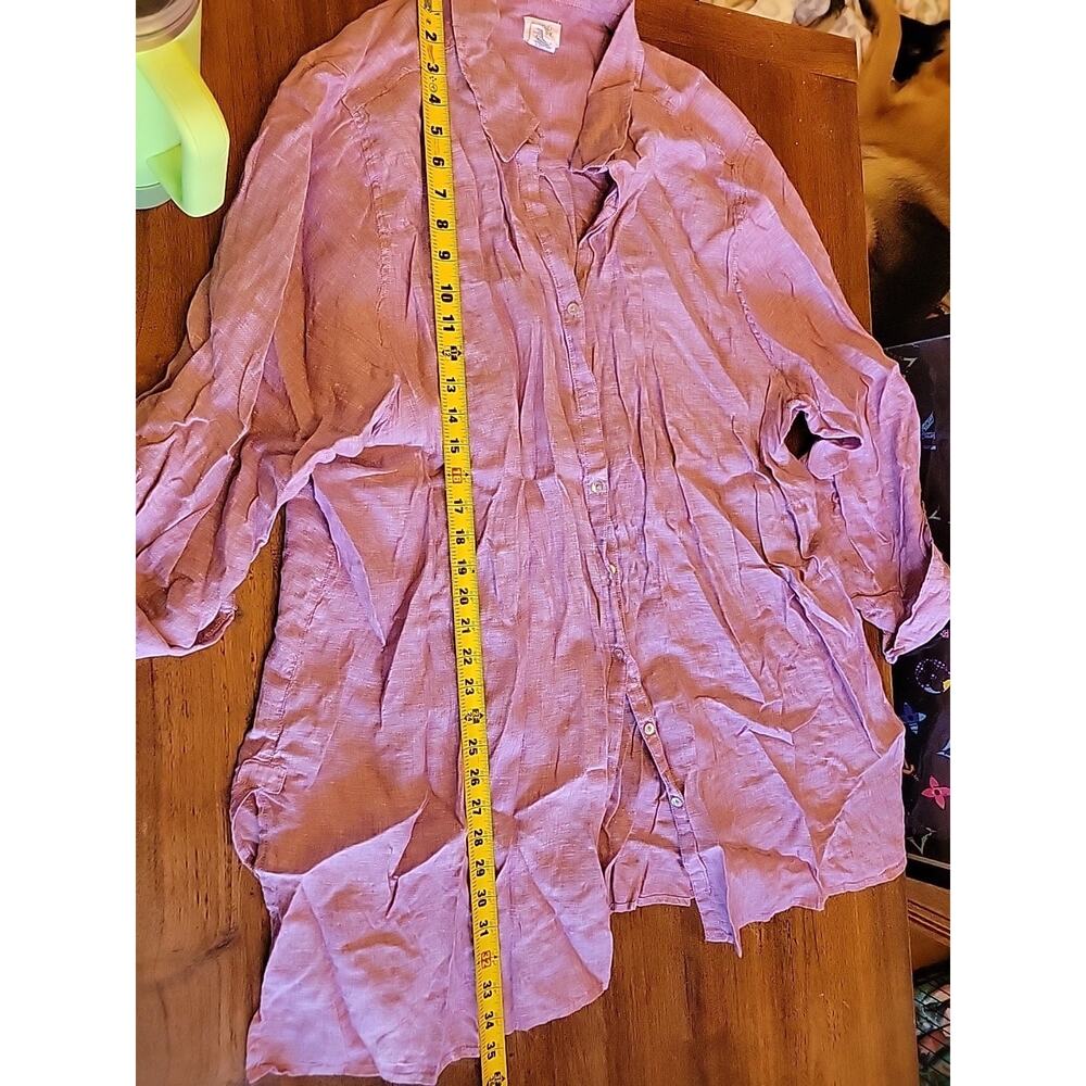Sigrid Olsen 100% Linen Button Down Front Shirt 3X Purple Women plus size - Picture 7 of 9